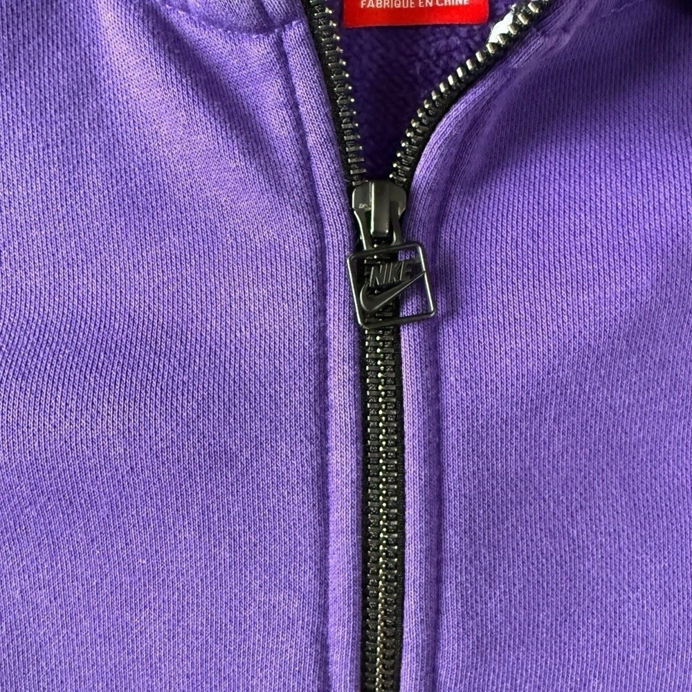 Nike Big Logo Full Zip Hoodie Fleece Size M Purple Raglan Graphic Sweatshirt - Picture 6 of 7